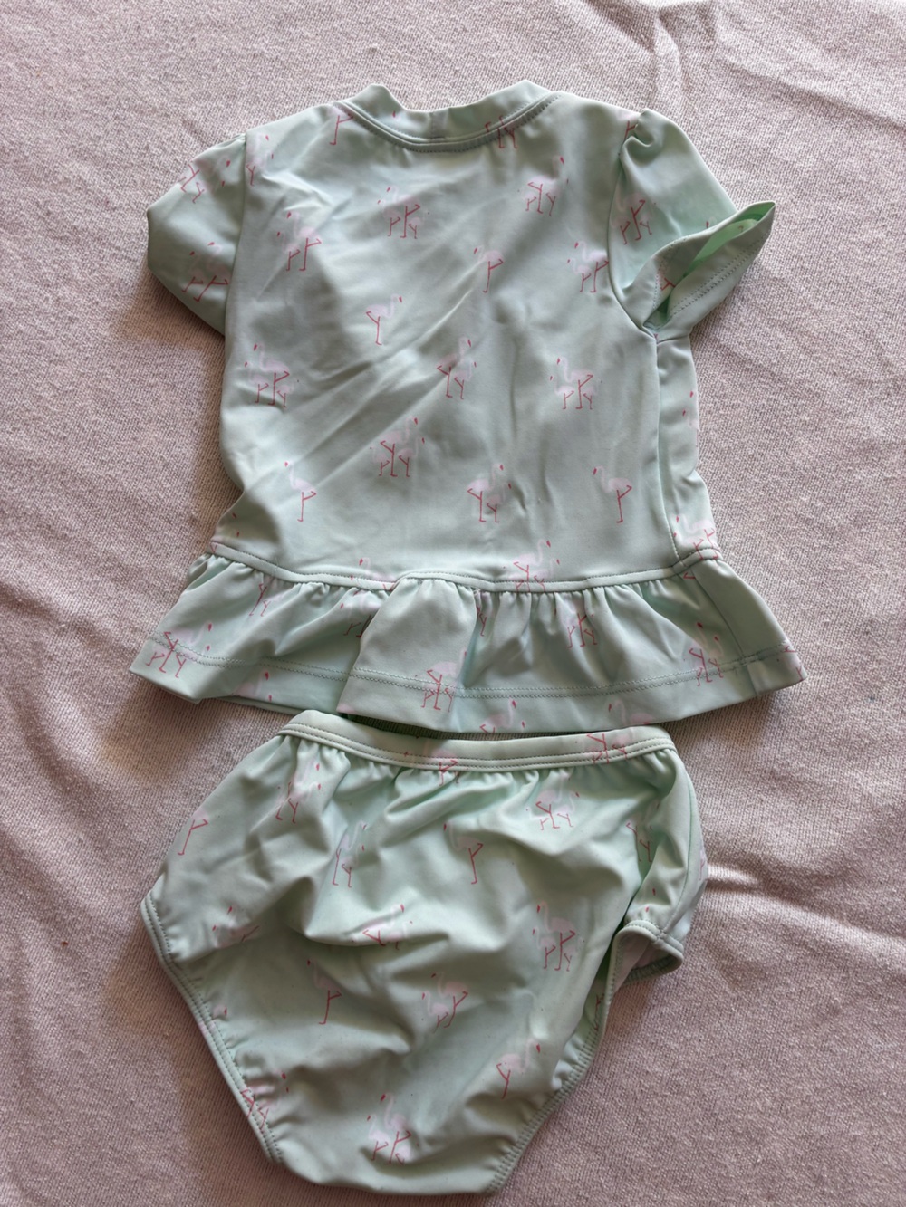 Janie and Jack Mint Green Two-Piece Swim Set with Pink Accents